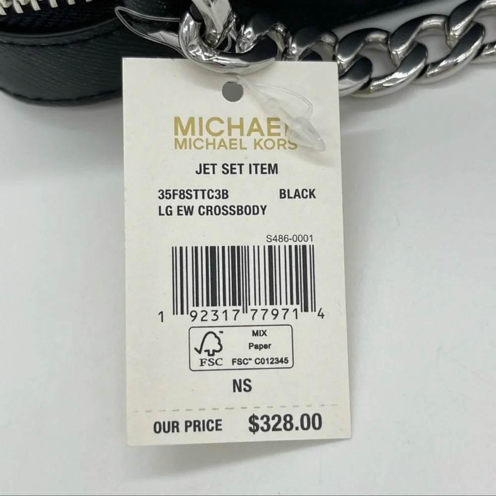 Michael Kors EW Crossbody Bag Black Leather - Picture 9 of 9